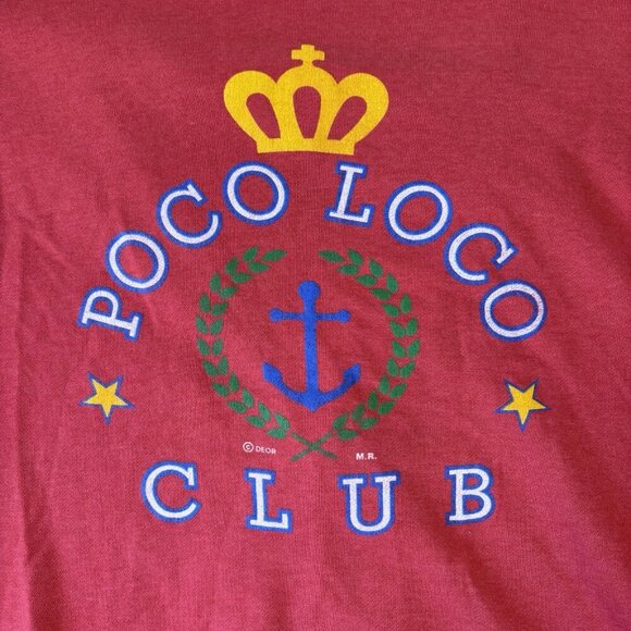 Vintage Poco Loco Club Mens Cardigan Red Double Sided Deor M.R. 90s Boat Anchor - Picture 13 of 13